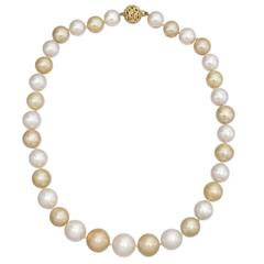 Gold and White Pearl Necklace
