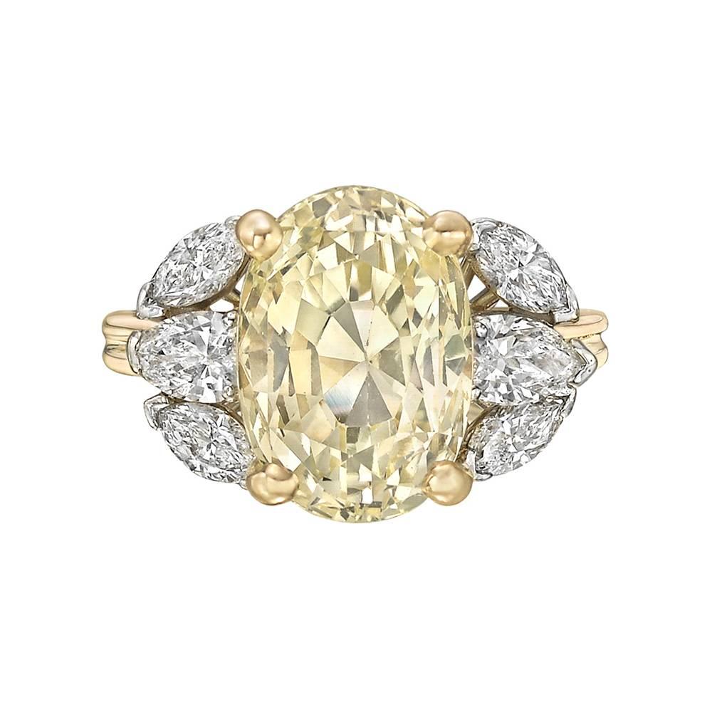 5.05 Carat Yellow Sapphire and Diamond Ring