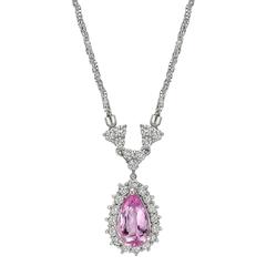 Pink Tourmaline and Diamond Cluster Pendant 9