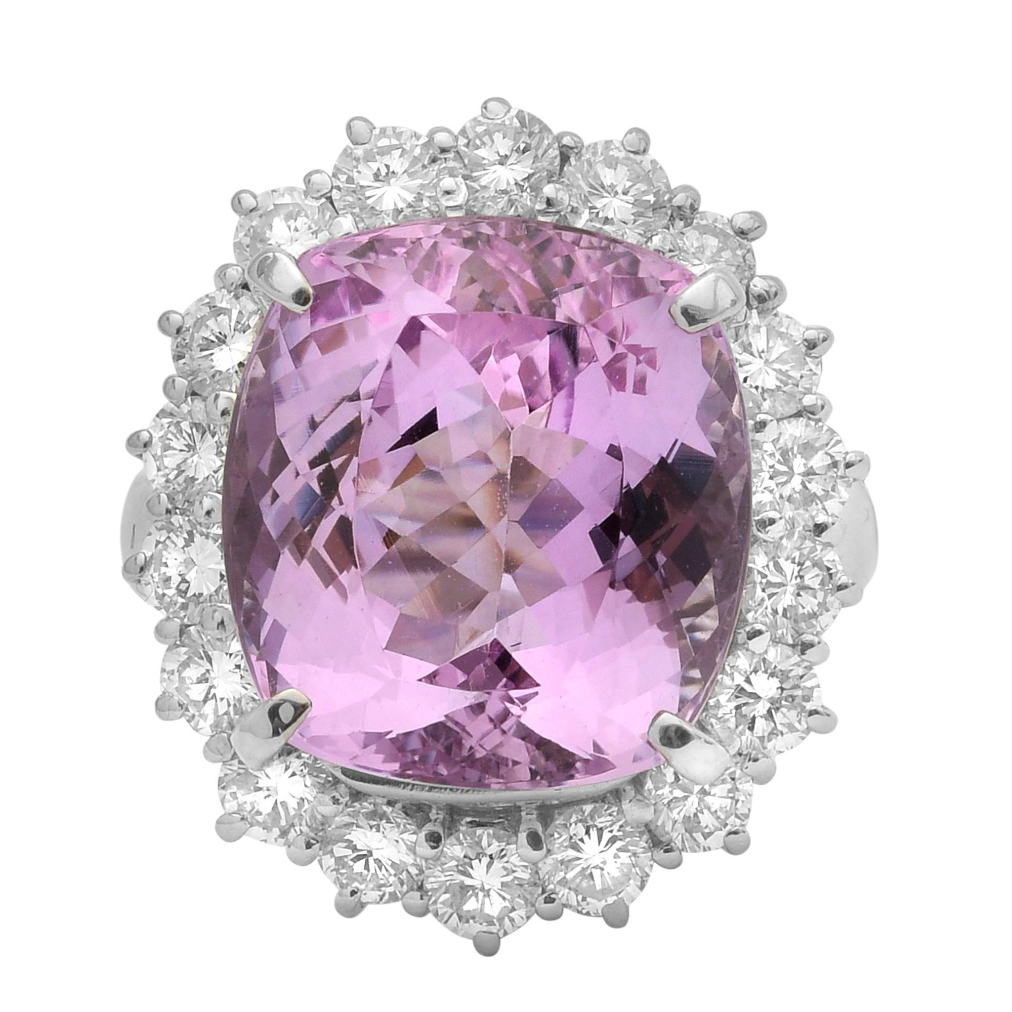 11.89 Carat Pink Topaz  Diamond Cluster Ring