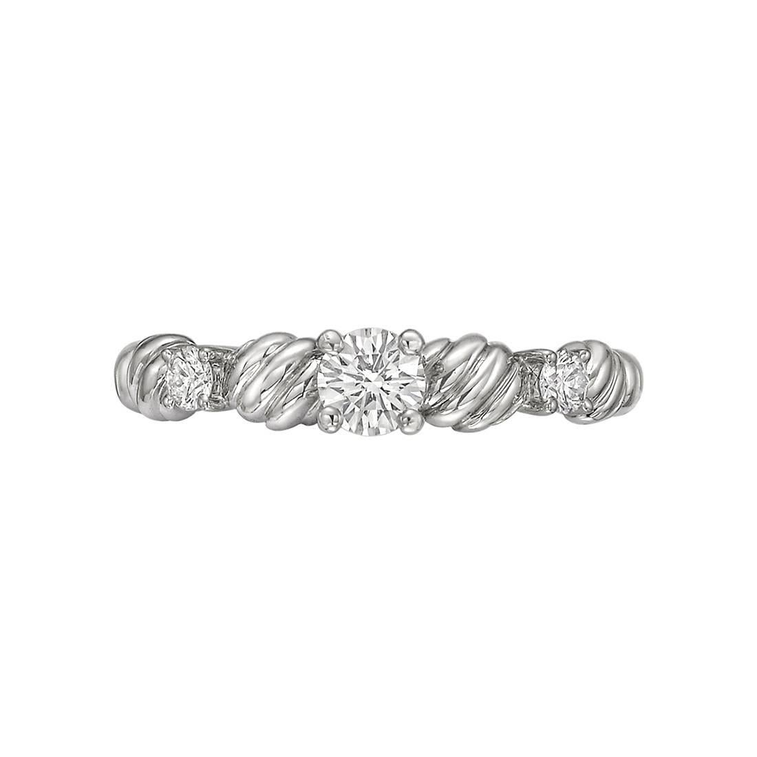 Dior ​Platinum Diamond Fluted Band Ring