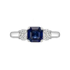 1.92 Carat Sapphire and Diamond Three-Stone Ring