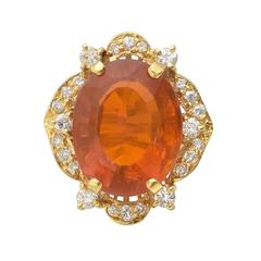 Fire Opal and Diamond Cocktail Ring