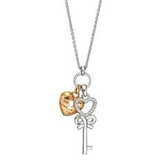 White Rose Gold Key & Heart Lock Pendant