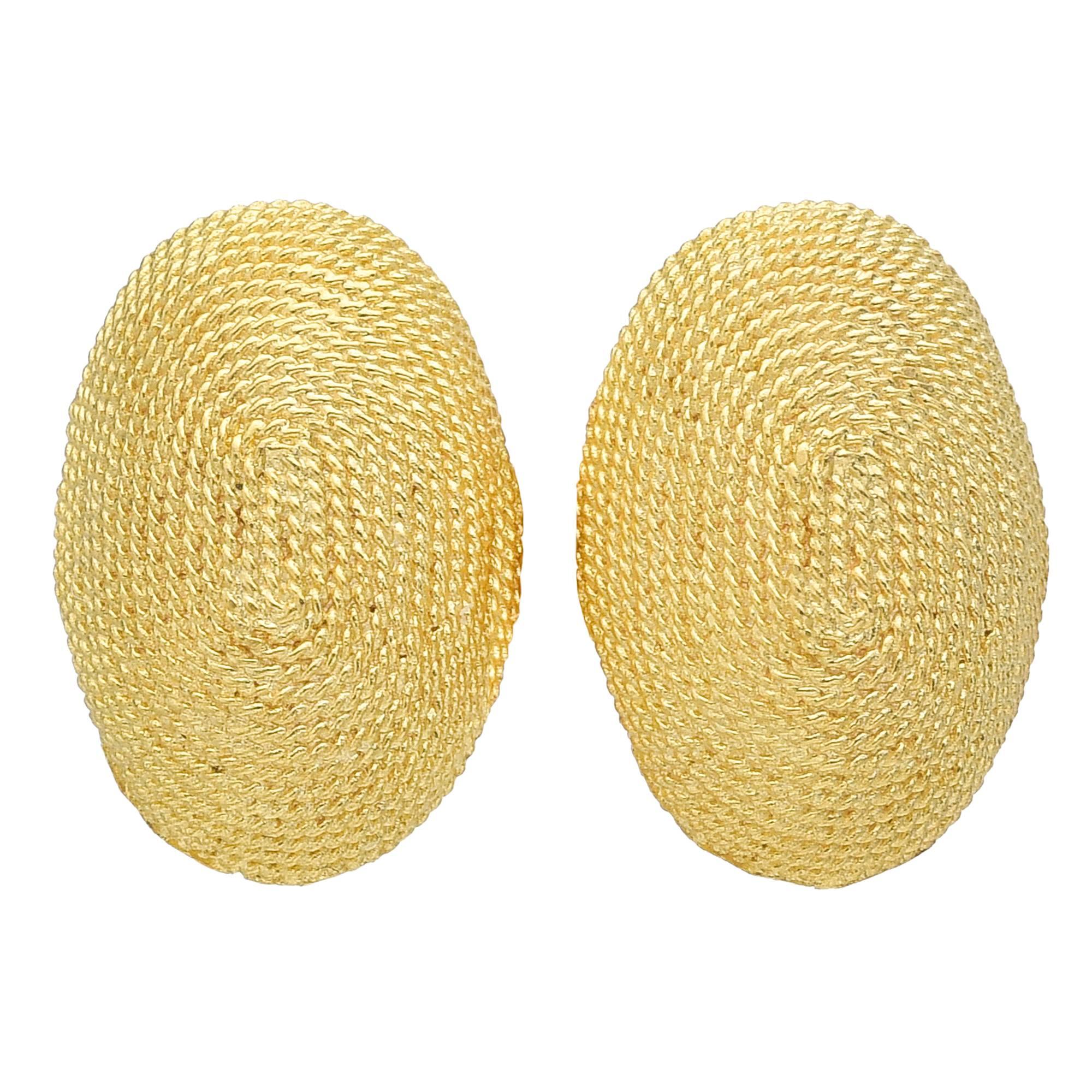 Yellow Gold Oval Earclips