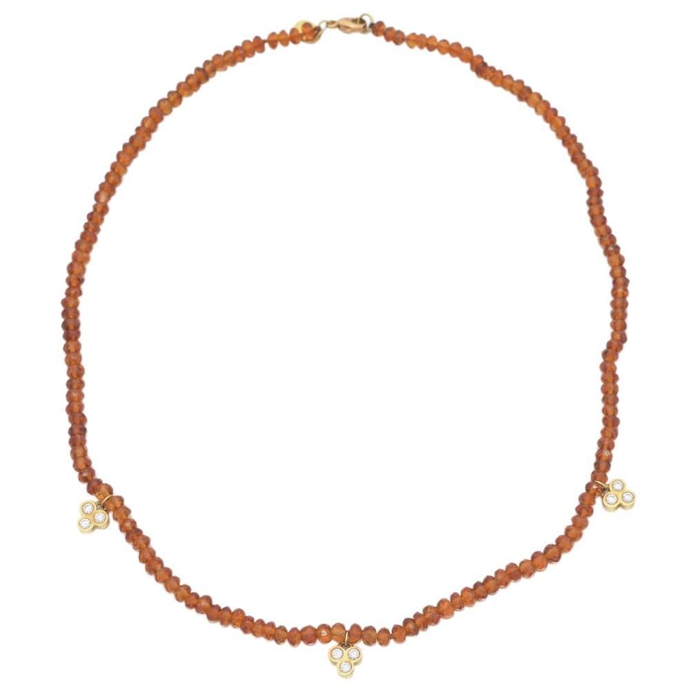 Citrine Bead and Diamond Necklace
