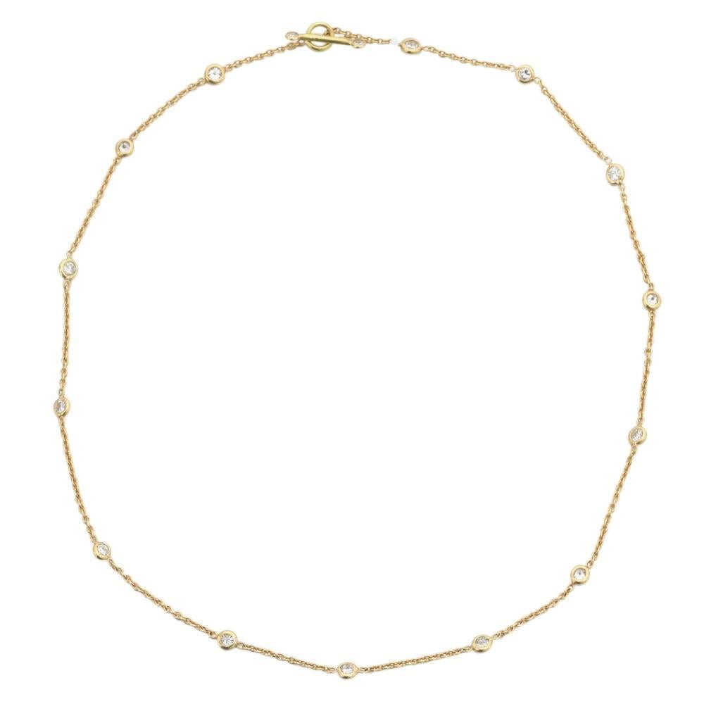 Diamond and Yellow Gold Station Necklace