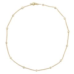 Diamond and Yellow Gold Station Necklace