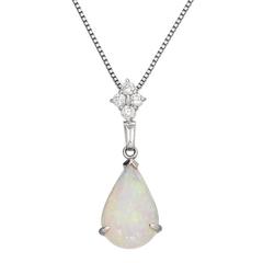 Diamond and Opal Pendant Necklace