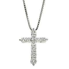 Platinum and Diamond Cross Pendant Necklace