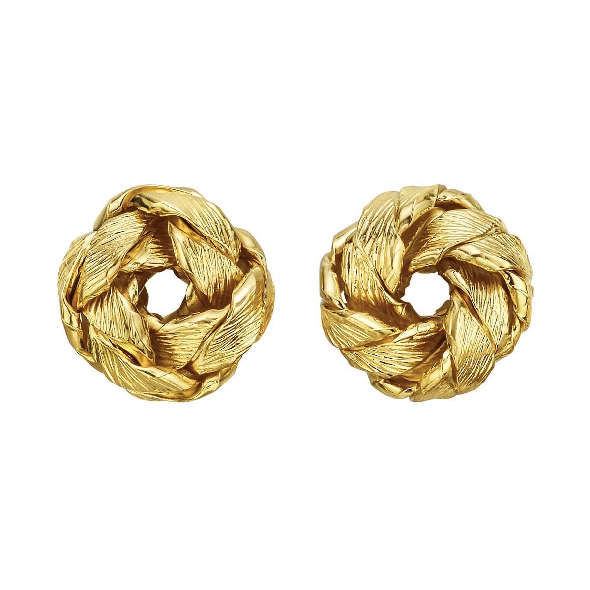 Tiffany & Co. Yellow Gold Leaf Knot Earrings