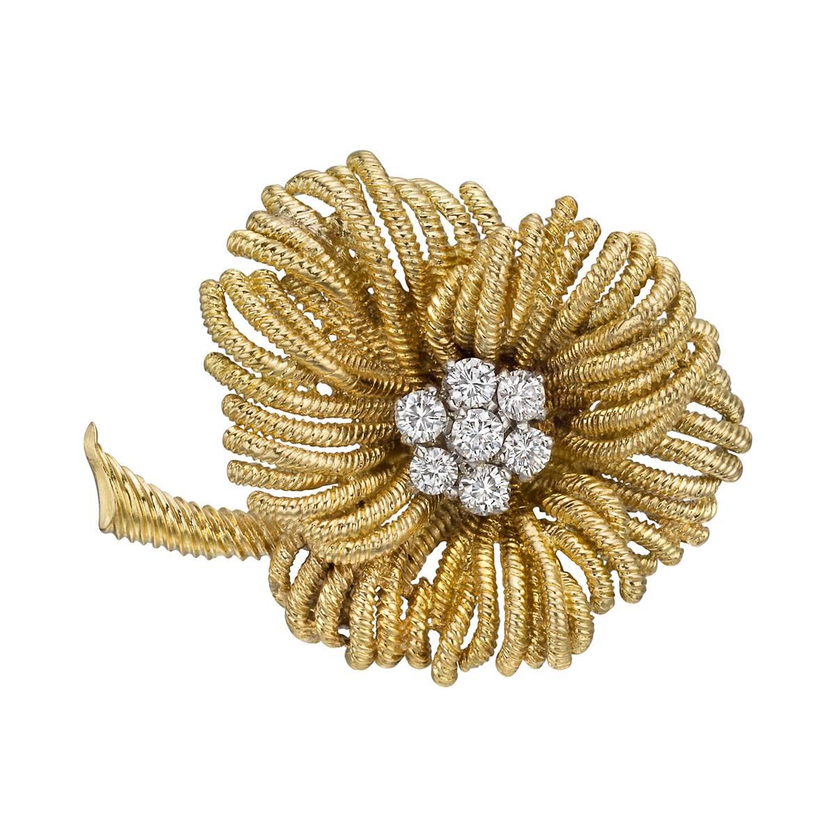 Van Cleef & Arpels Yellow Diamond Gold Flower Pin