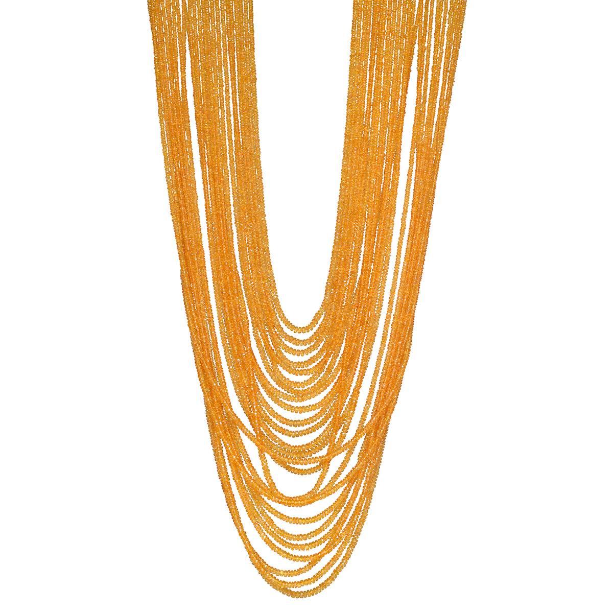 ​25-Strand Orange Sapphire Bead Necklace