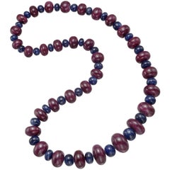 Ruby Sapphire Bead Necklace