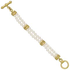 Two-Strand Pearl Bracelet with Gold Accents