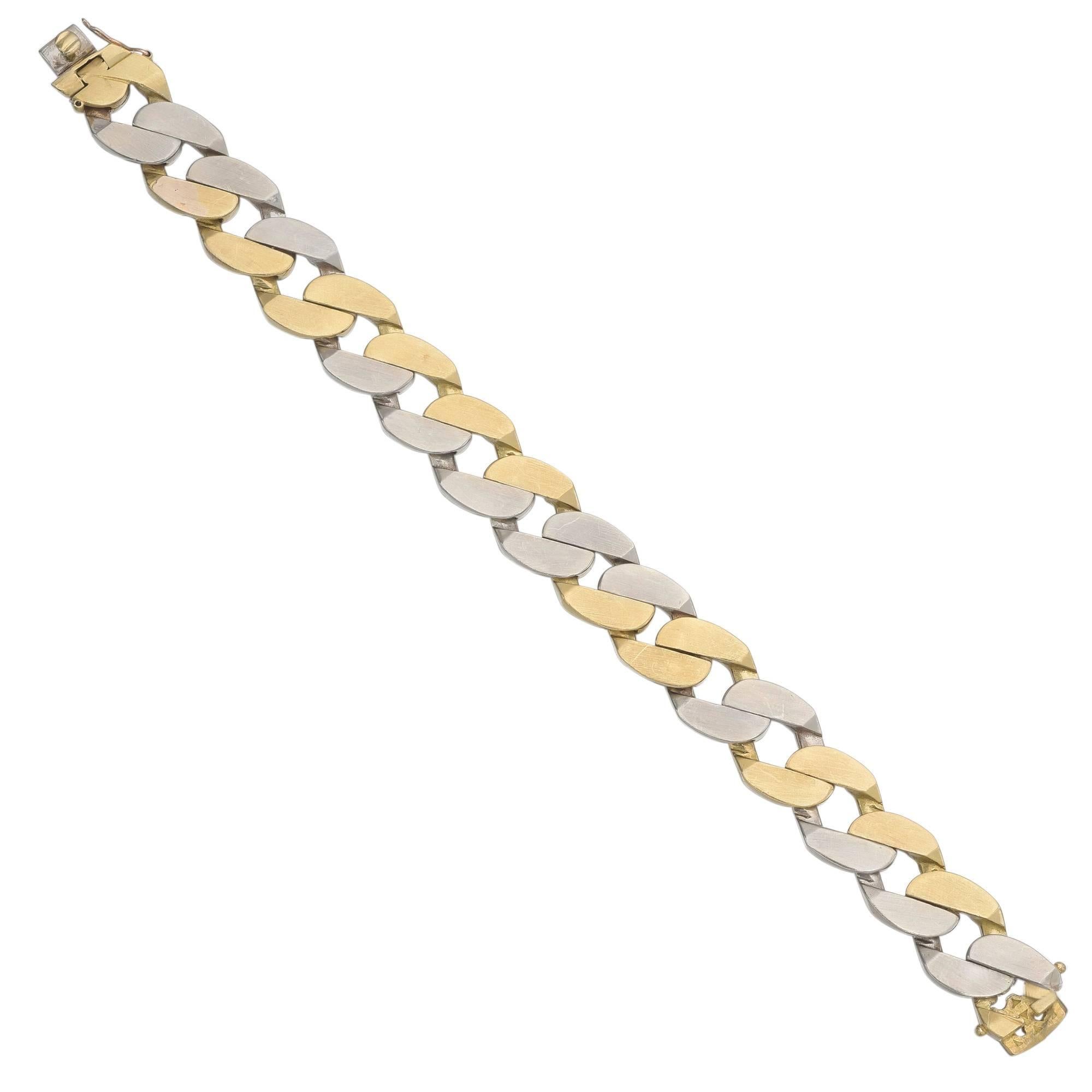 Bulgari White and Yellow Gold Curb Link Bracelet