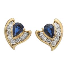 Sapphire Diamond Gold Earrings