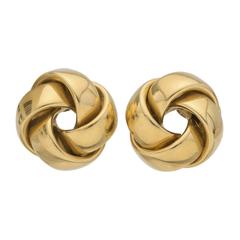 Large Yellow Gold Pinwheel Knot Earclips