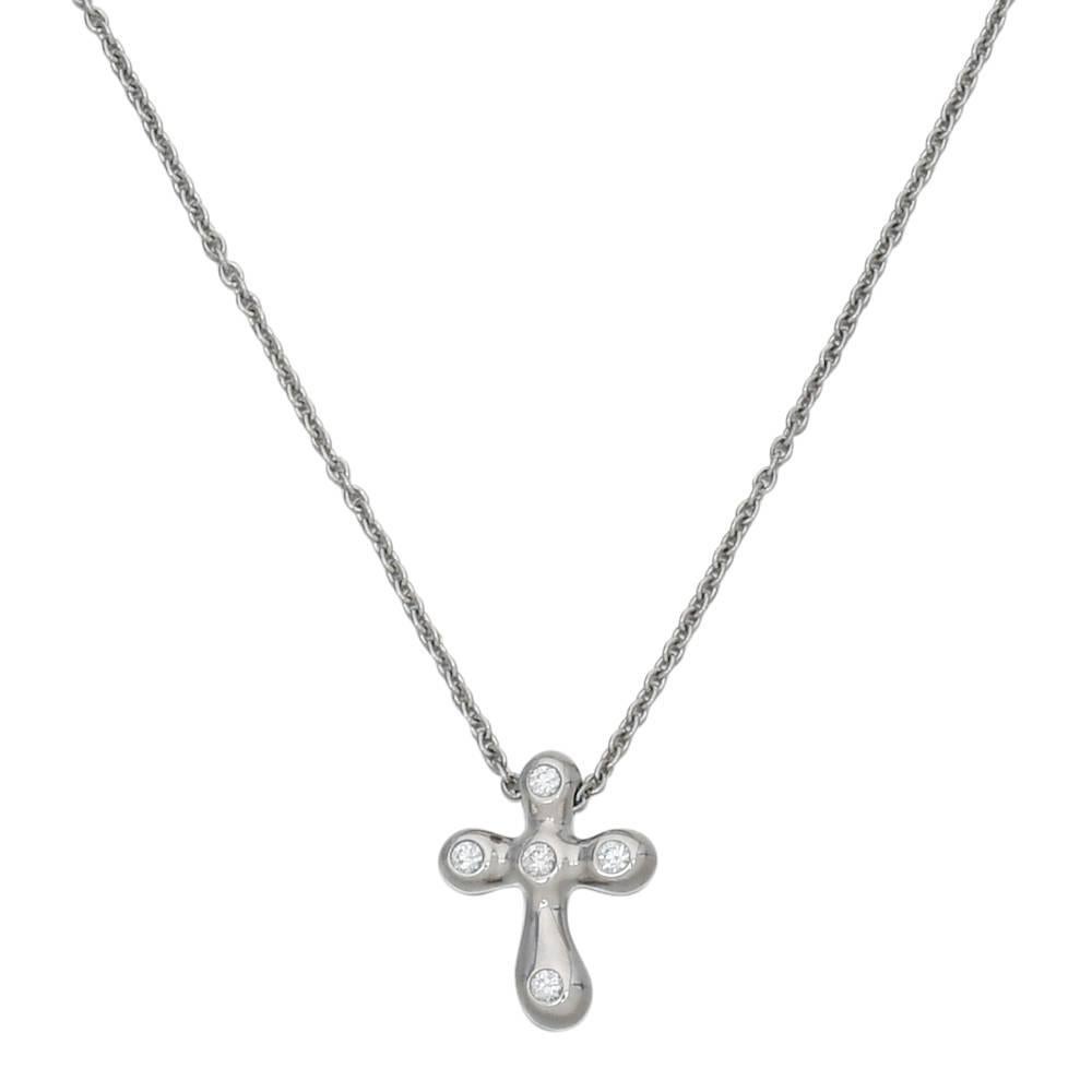 Tiffany & Co. Elsa Peretti Diamond Platinum Cross Pendant