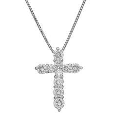 Diamond Platinum Cross Pendant Necklace 