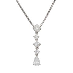 Five Drop Diamond White Gold Pendant Necklace