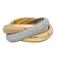 Cartier Tricolor Diamond Gold Trinity Ring