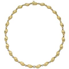Betteridge Collection  Diamond Gold Fluted Link Necklace