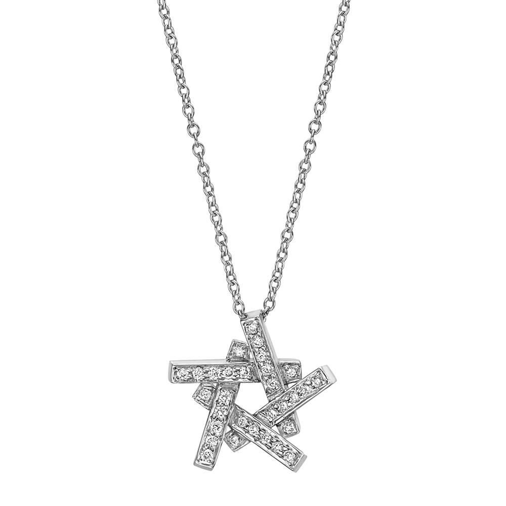 Tiffany Diamond White Gold Star Pendant Necklace