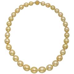 Golden South Sea Pearl Necklace with Yellow Sapphire Clasp