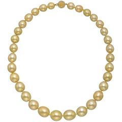 Golden South Sea Pearl Necklace with Yellow Sapphire Clasp