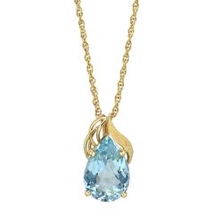 Aquamarine Gold Pendant Necklace 4
