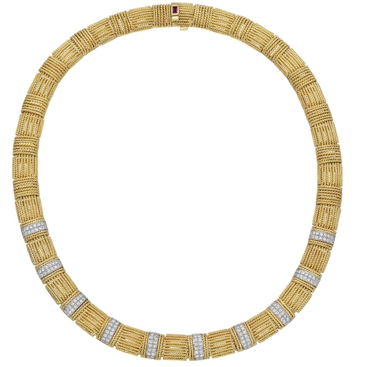 Roberto Coin Diamond Yellow Gold Collar Necklace