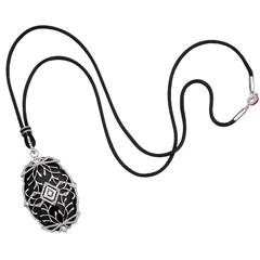 Ivanka Trump Black Onyx Diamond White Gold Noor Pendant Necklace 3