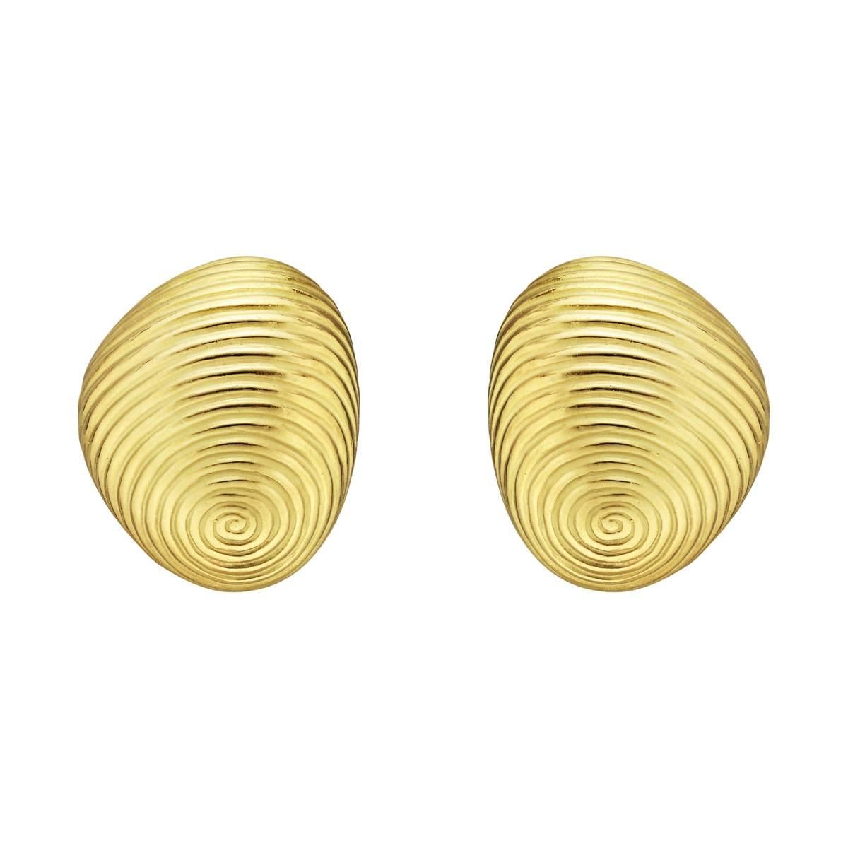 Angela Cummings Yellow Gold "Thumbprint" Earrings