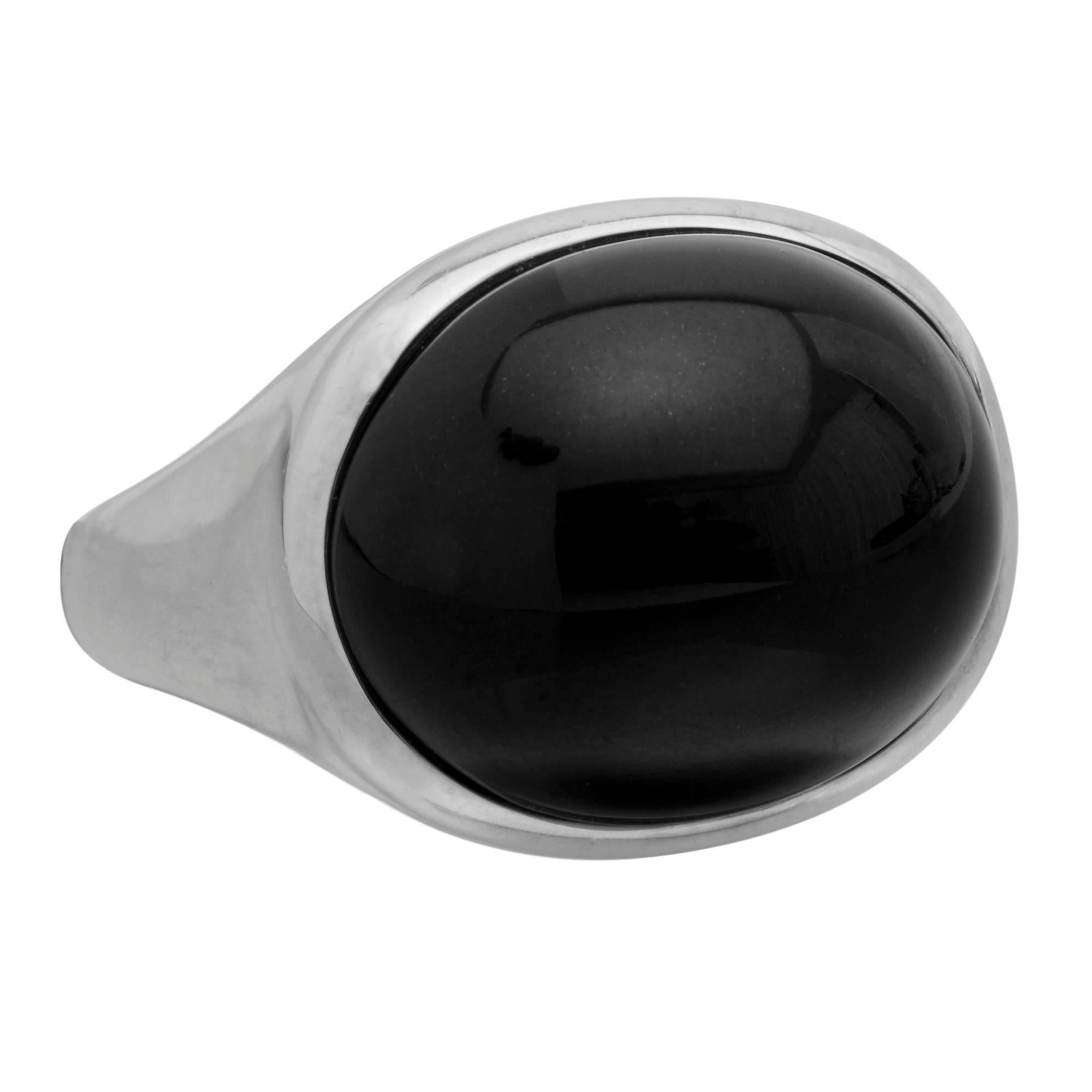 Sterling Silver Elsa Peretti for Tiffany & Co. Black Jade Ring