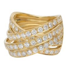 Odelia Yellow Gold Diamond Criss-Cross Band Ring