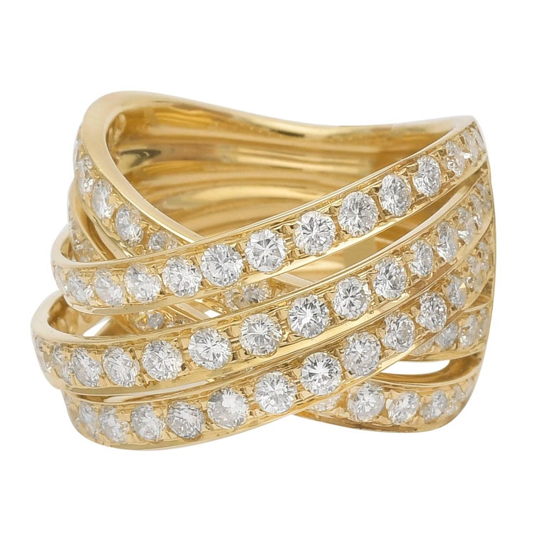 Criss-Cross Diamond Band Ring For Sale at 1stdibs