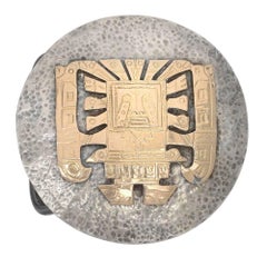 Large Silver Gold Native American Belt Buckle