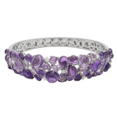 Roberto Coin "Shanghai" White Gold Amethyst Bangle Bracelet