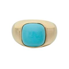 Cushion-Shaped Turquoise Gold Dress Ring