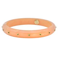 Mark Davis Peach peridot Bakelite Bangle bracelet