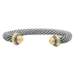 David Yurman Silver Gold Cable Cuff Bracelet