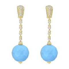 Judith Ripka Turquoise Bead Diamond gold Drop Earrings