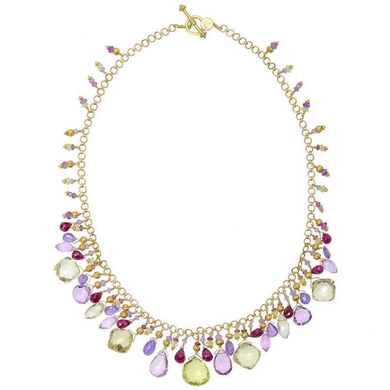 Laura Gibson Multicolored Gemstone Bead Necklace at 1stDibs