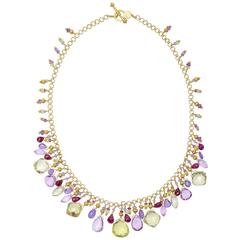 Laura Gibson Multicolored Gemstone Bead Necklace