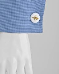 1960s Enamel Diamond Gold Fleur-de-lis Cufflinks