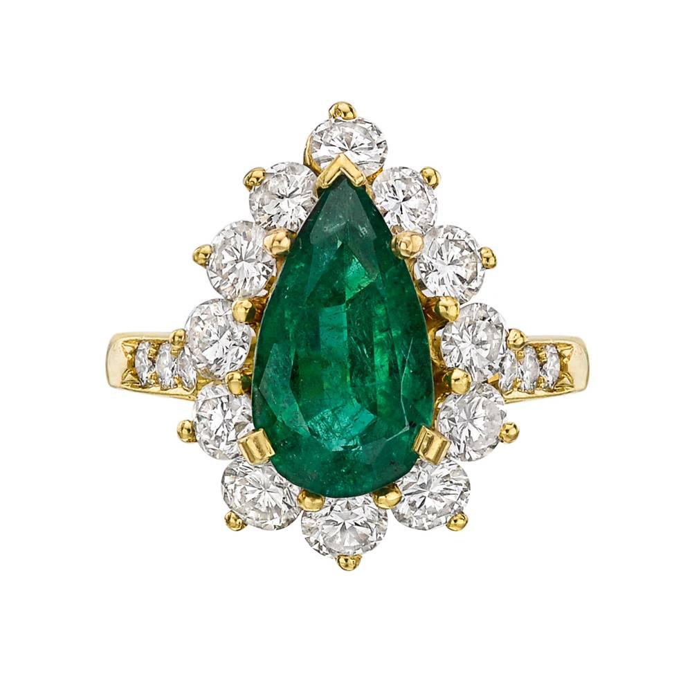 Kurt Wayne Emerald Diamond Gold Cluster Ring