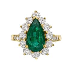 Kurt Wayne Emerald Diamond Gold Cluster Ring