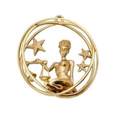 Vintage Ruser Gold Gemini Zodiac Pendant