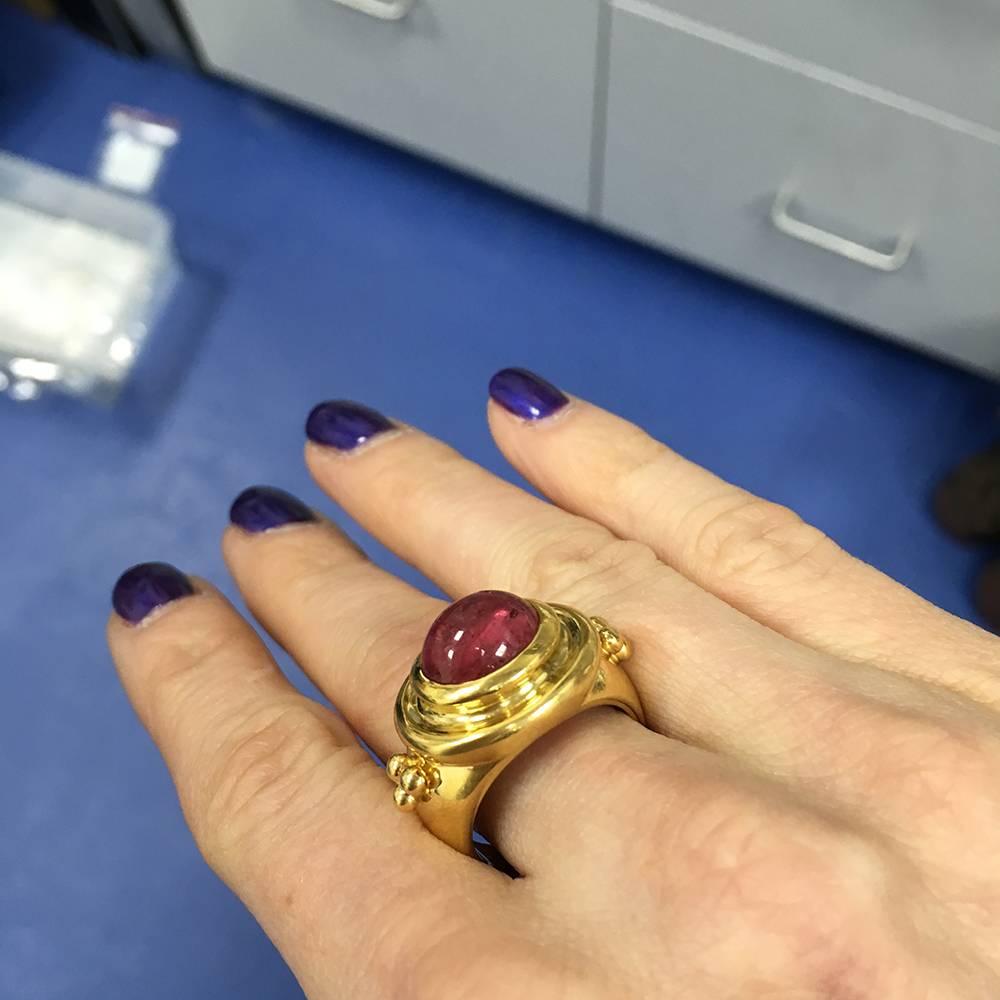 Rubellite Gold Ring In Excellent Condition In Vail, CO
